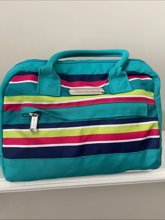 Tupperware Handbags - Teal Striped Tupperware Lunch Bag
